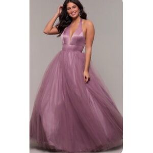 PromGirl Lavender Halter Prom Dress